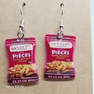 Handcrafted Snack Bag Dangle Drop Earrings Women's NWOT Cute Quirky 2 inches‎